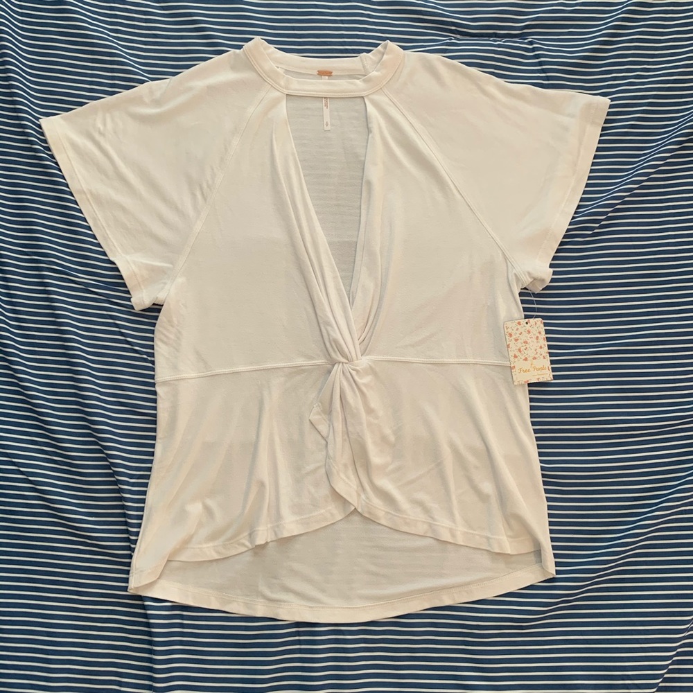 Free People BOHO White Short Sleeve Blouse